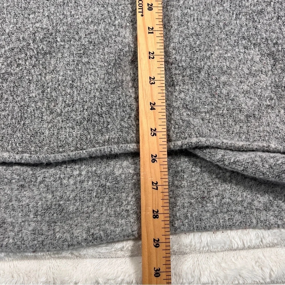 J.O.A. Gray Marled Knit Bell Tie Sleeve Mock Neck Oversized Hi Low Sweater large - Picture 10 of 13